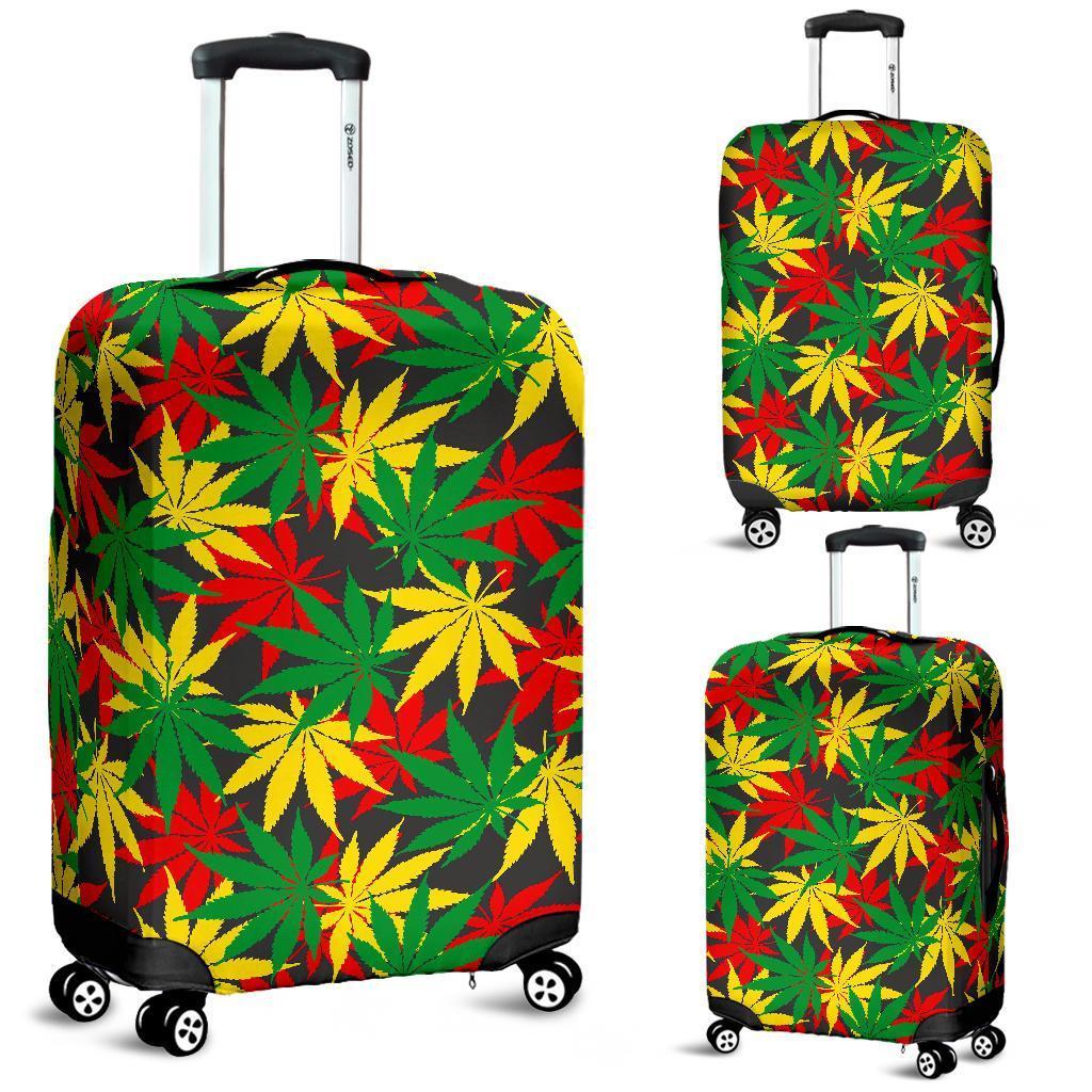 Classic Hemp Leaves Reggae Pattern Print Luggage Cover GearFrost