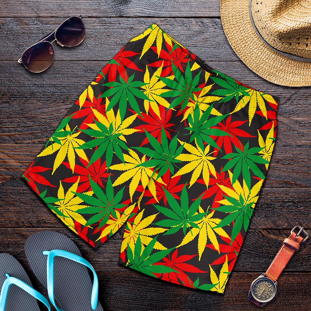 Classic Hemp Leaves Reggae Pattern Print Men's Shorts
