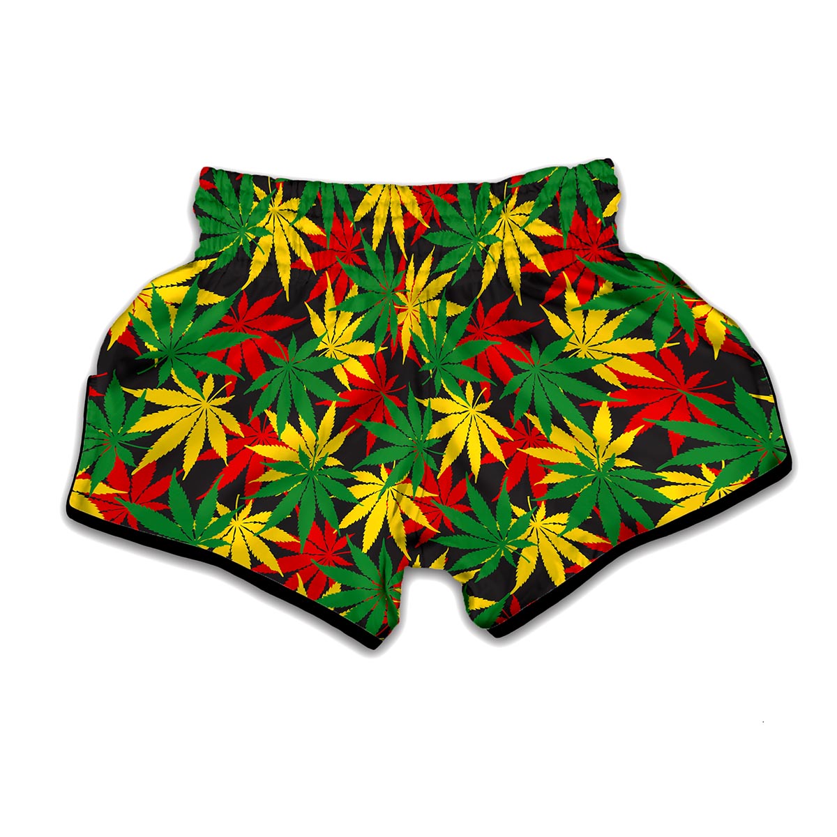 Classic Hemp Leaves Reggae Pattern Print Muay Thai Boxing Shorts
