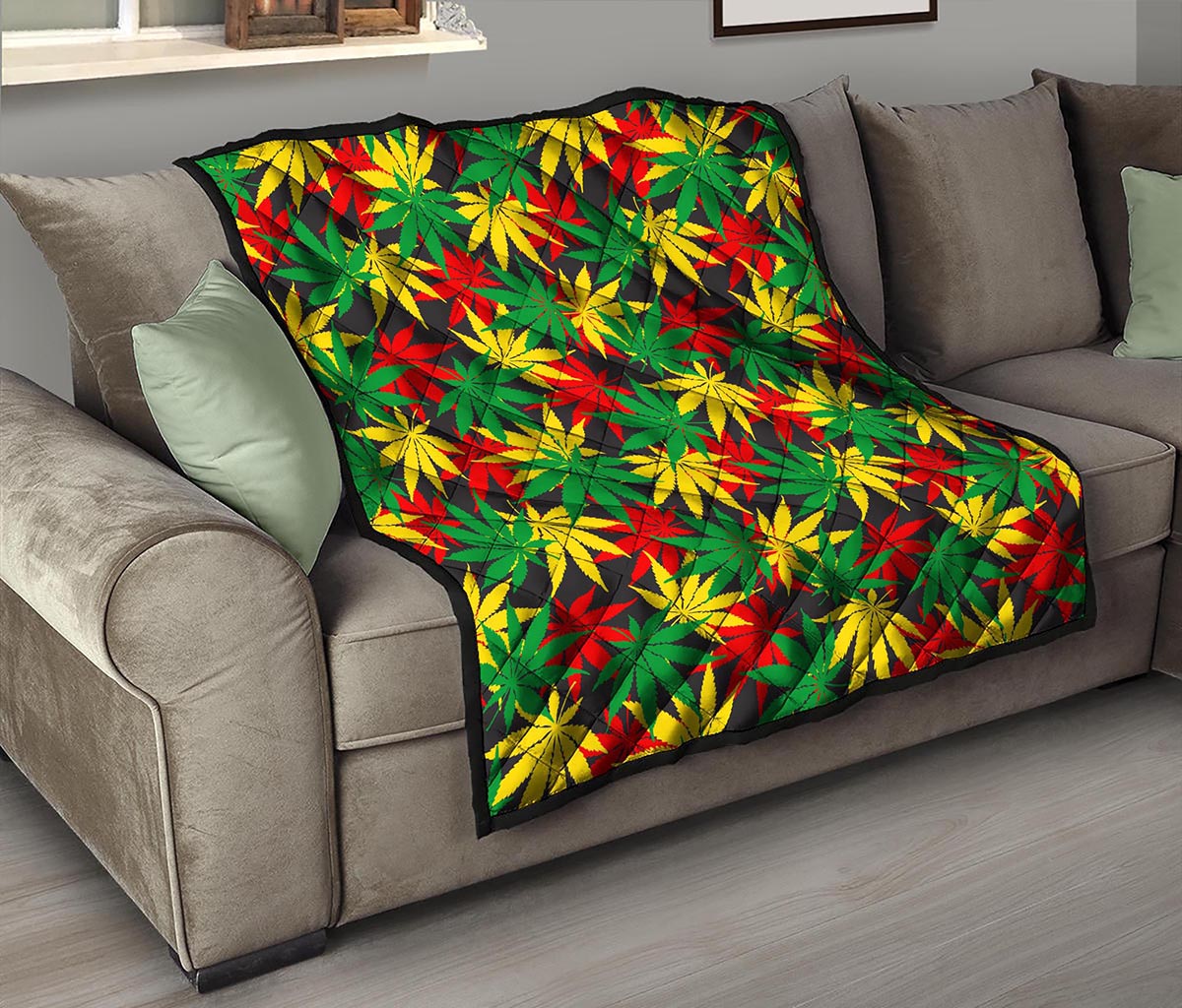 Classic Hemp Leaves Reggae Pattern Print Quilt