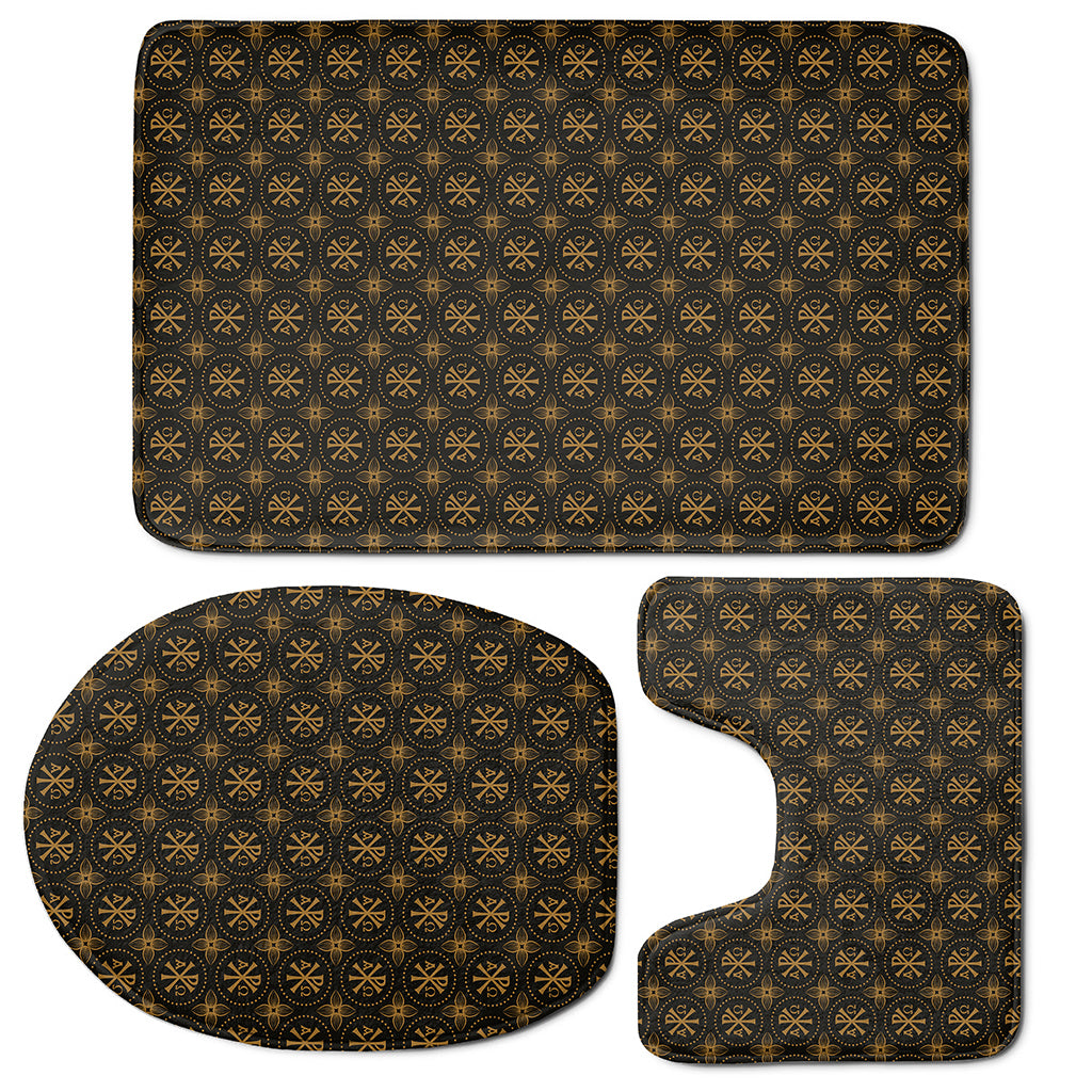 Classic Orthodox Pattern Print 3 Piece Bath Mat Set