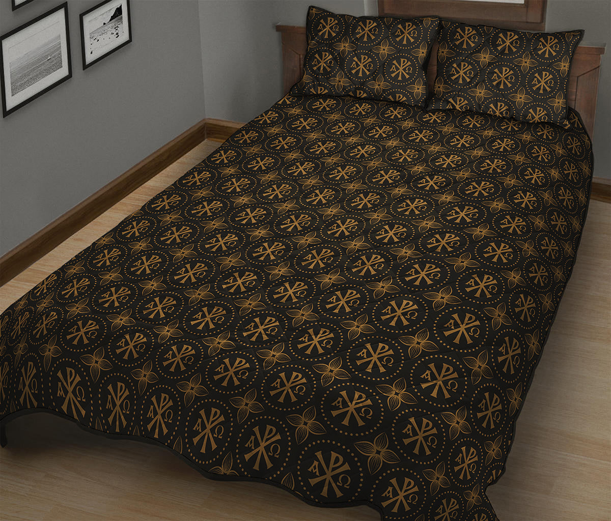 Classic Orthodox Pattern Print Quilt Bed Set
