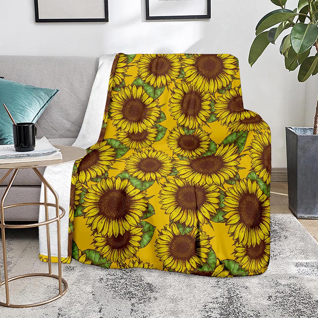 Classic Vintage Sunflower Pattern Print Blanket