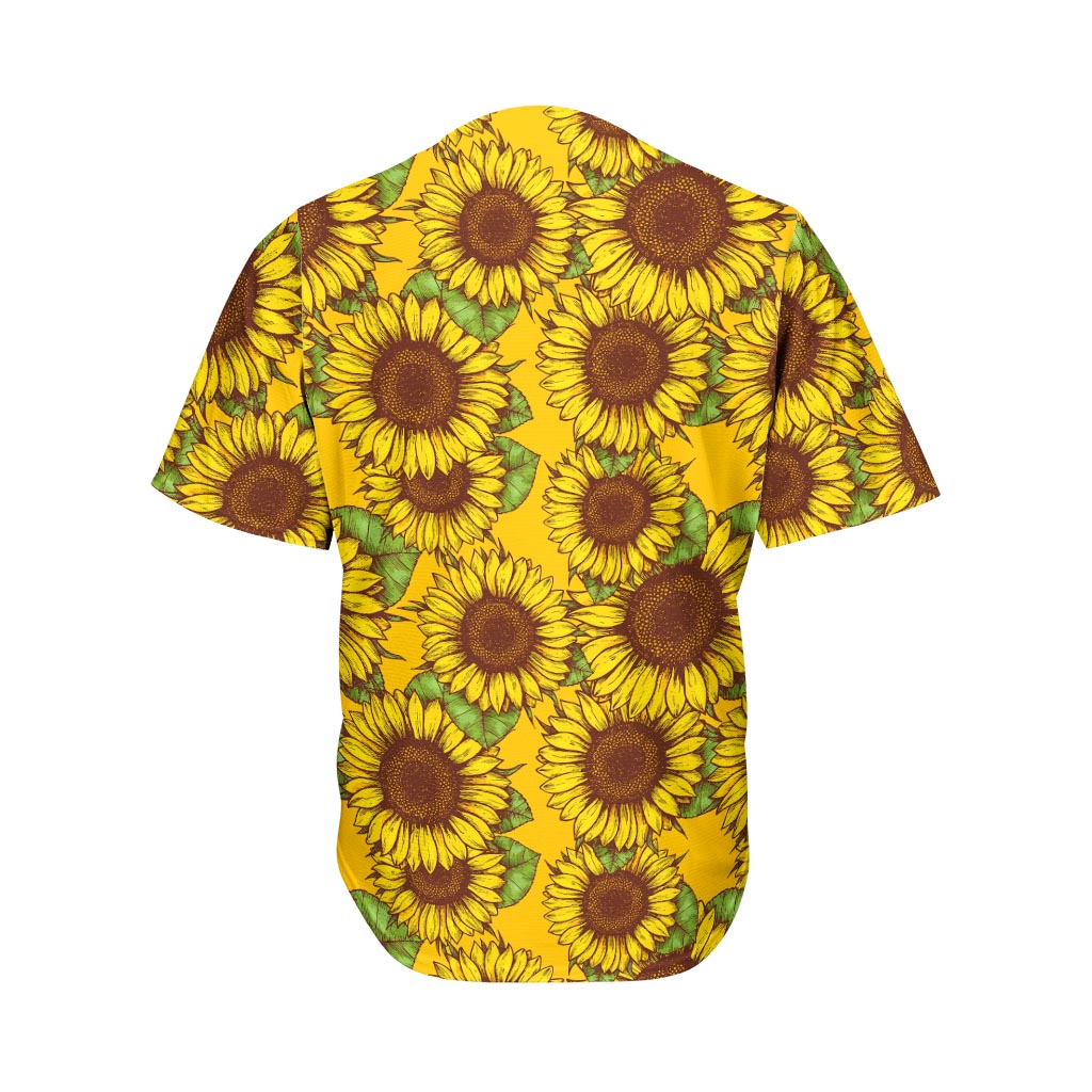 Classic Vintage Sunflower Pattern Print Men's Baseball Jersey