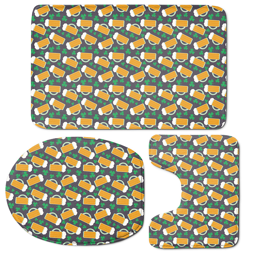 Clover And Beer St. Patrick's Day Print 3 Piece Bath Mat Set
