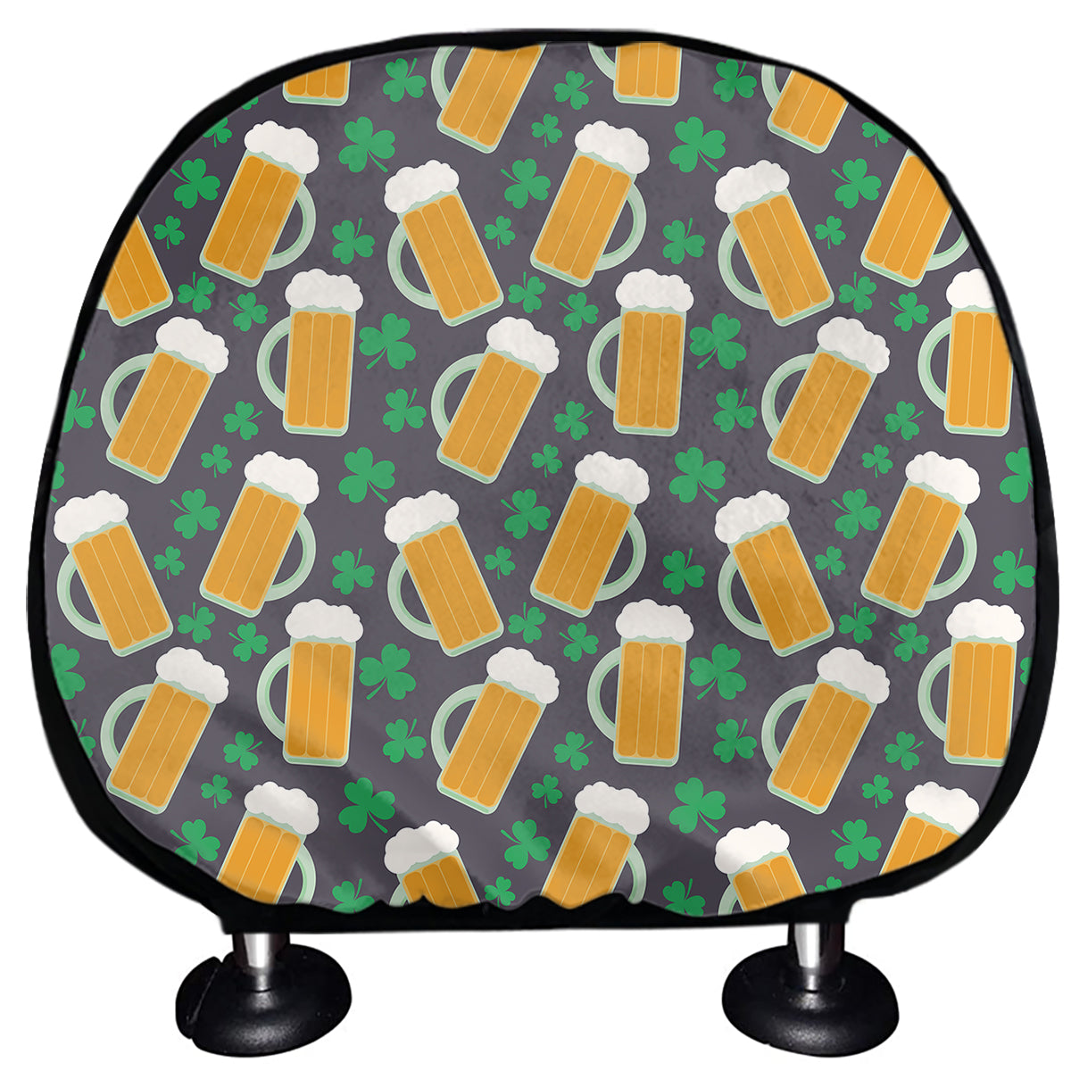 Clover And Beer St. Patrick's Day Print Car Headrest Covers