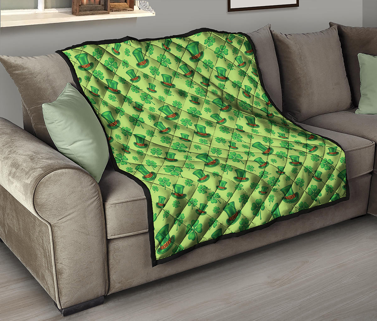 Clover And Hat St. Patrick's Day Print Quilt
