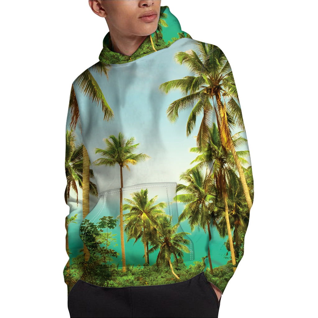 Coconut Tree Print Pullover Hoodie