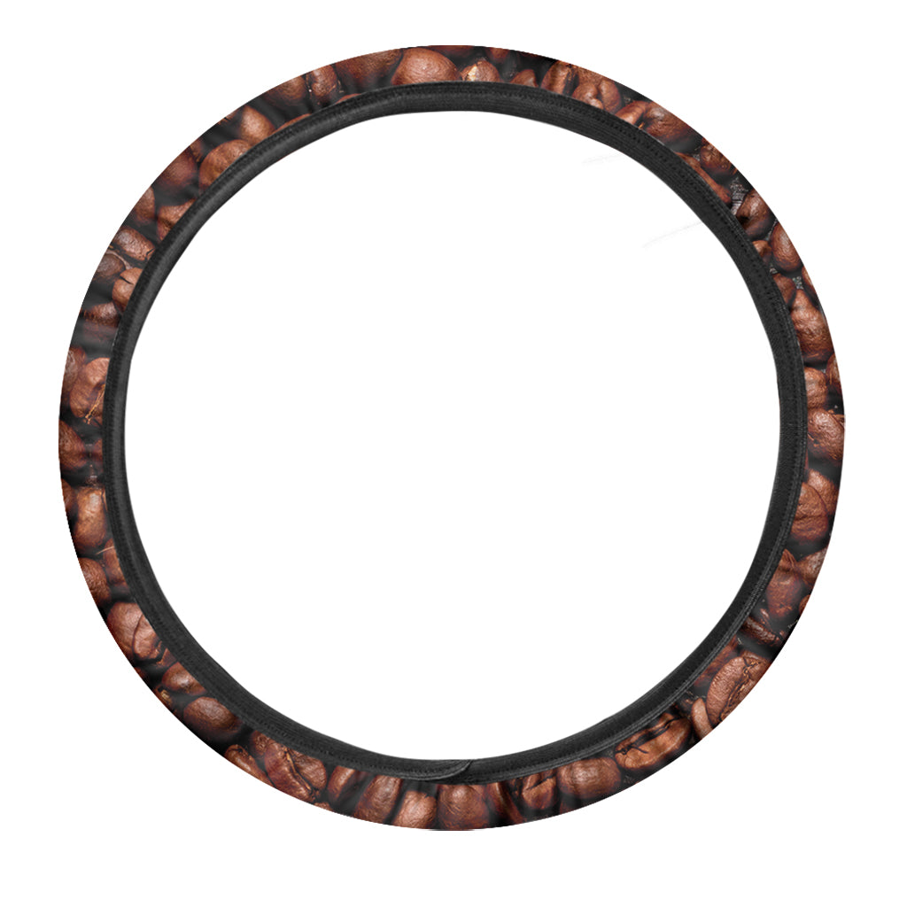 Coffee Beans Print Car Steering Wheel Cover