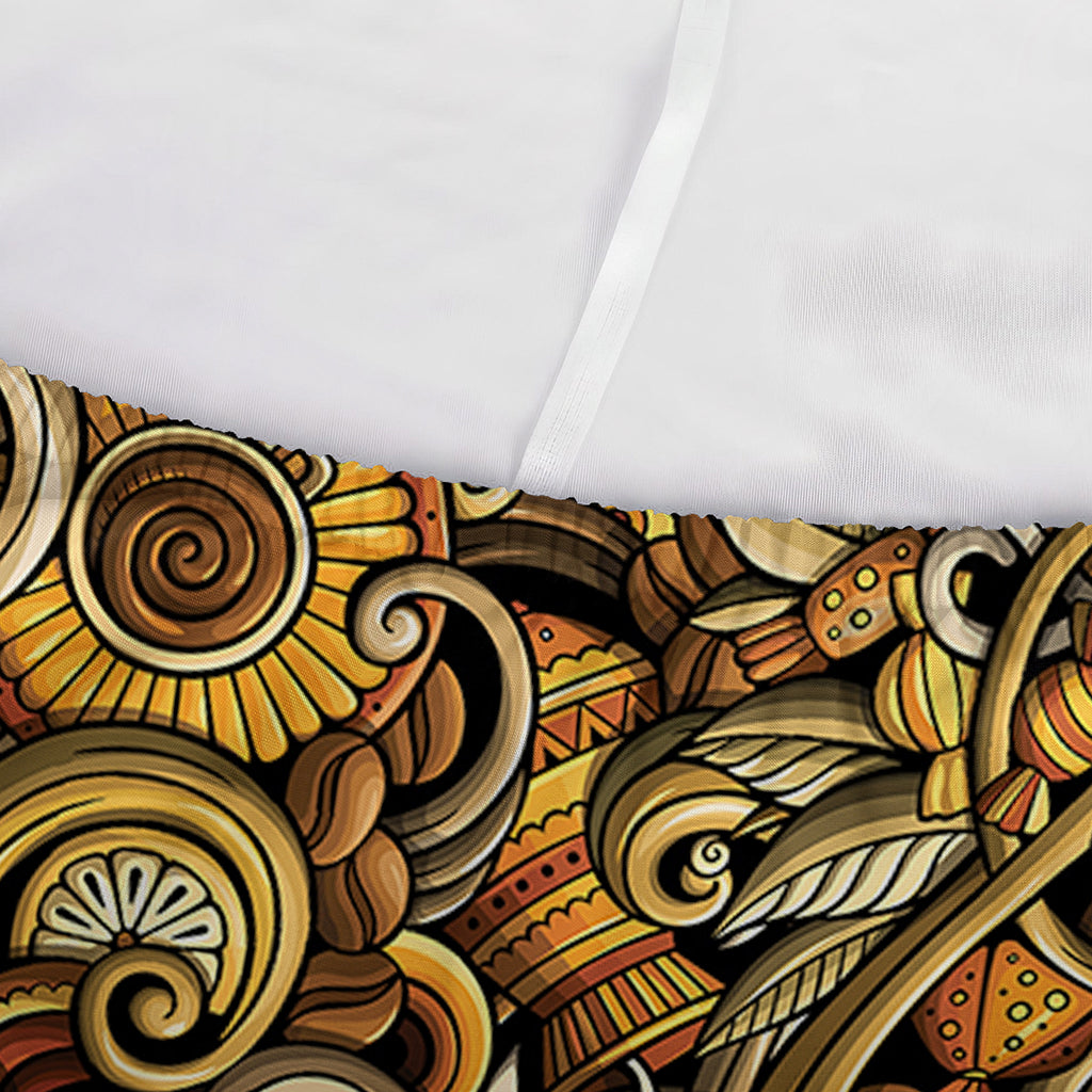 Coffee Drawing Pattern Print Sofa Cover