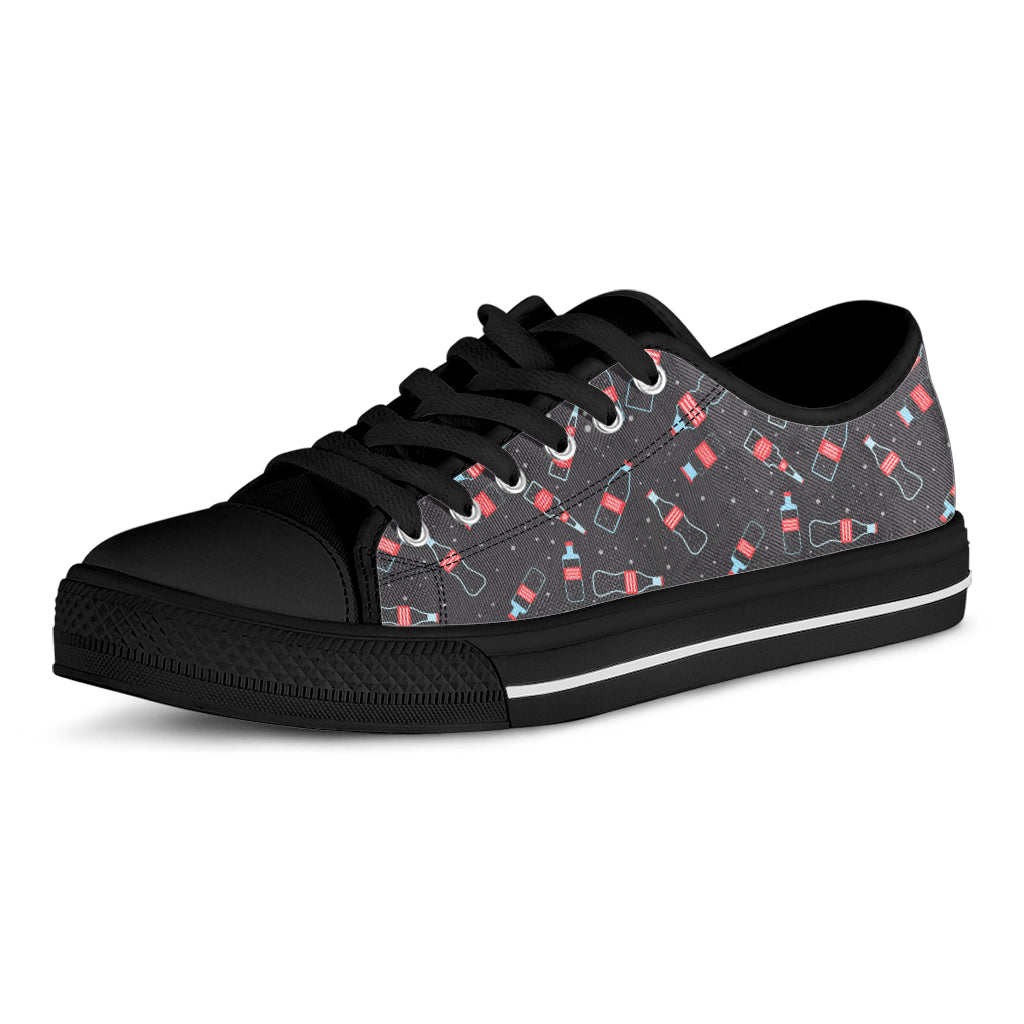 Cola Bottle Pattern Print Black Low Top Shoes