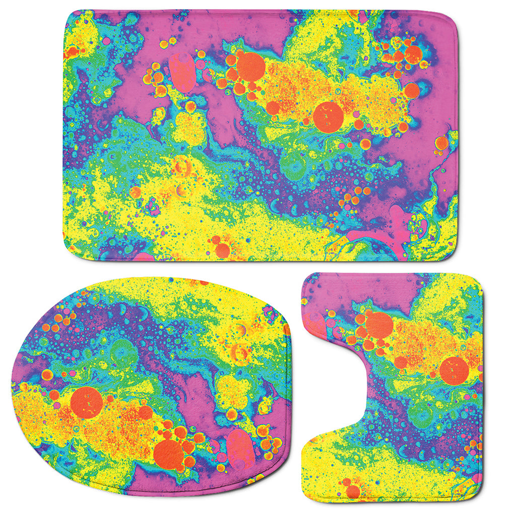Colorful Acid Melt Print 3 Piece Bath Mat Set