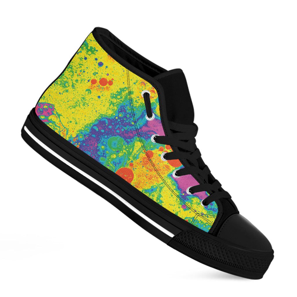 Colorful Acid Melt Print Black High Top Shoes
