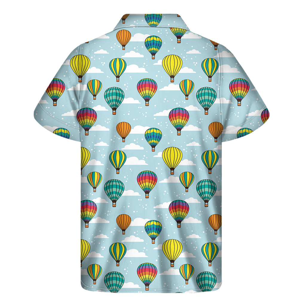 Colorful Air Balloon Pattern Print Men's Short Sleeve Shirt