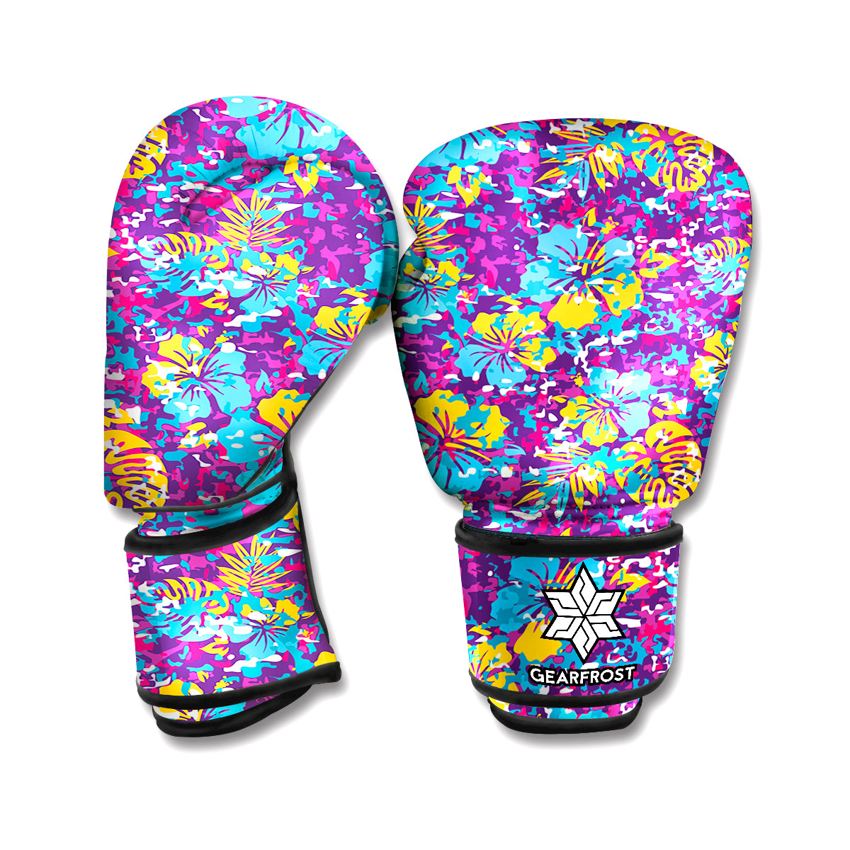 Colorful Aloha Camouflage Flower Print Boxing Gloves