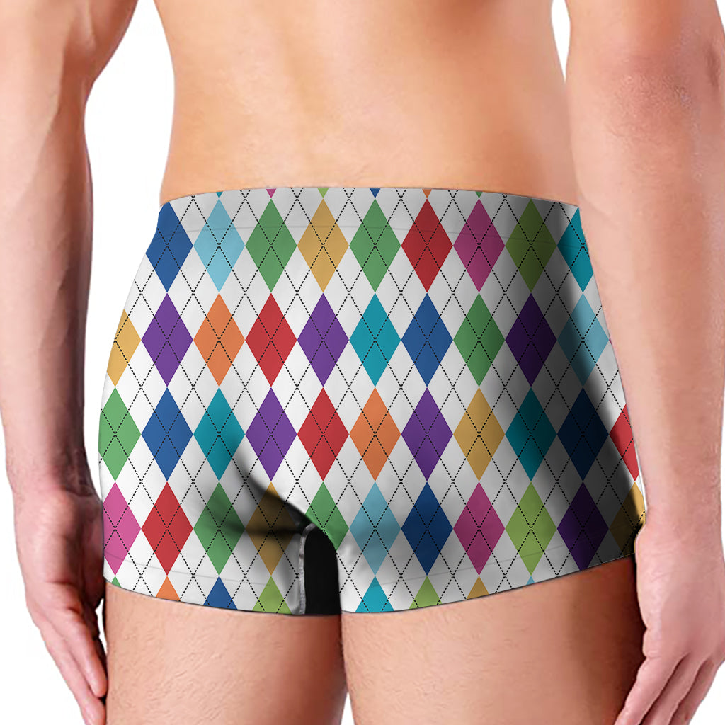 Colorful Argyle Pattern Print Men's Boxer Briefs