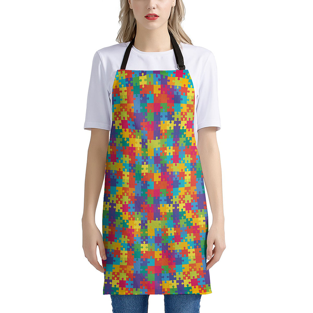 Colorful Autism Awareness Jigsaw Print Apron
