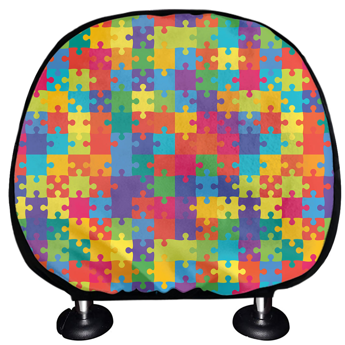 Colorful Autism Awareness Jigsaw Print Car Headrest Covers