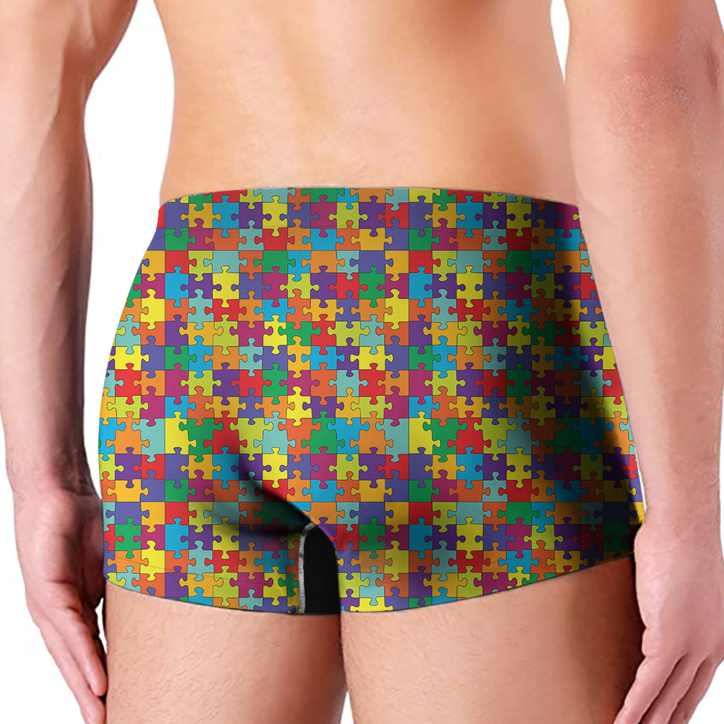 Colorful Autism Awareness Puzzle Print Men's Boxer Briefs
