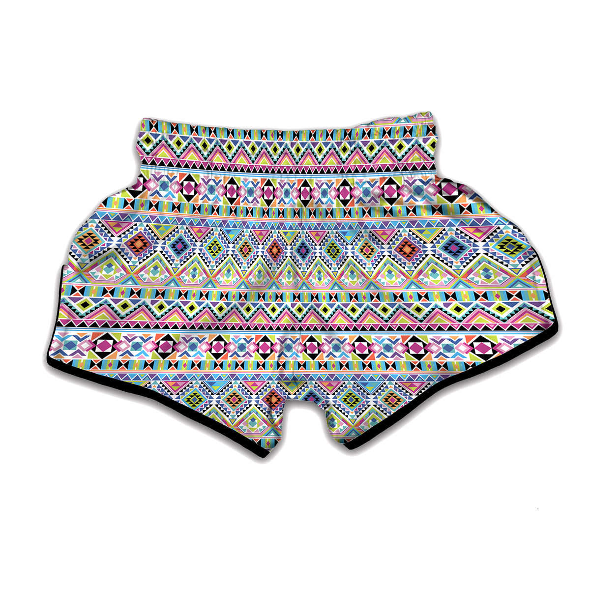 Colorful Aztec Geometric Pattern Print Muay Thai Boxing Shorts