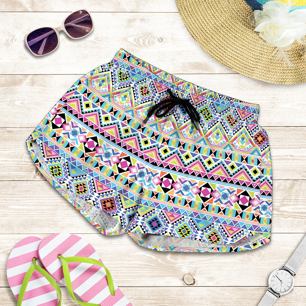 Colorful Aztec Geometric Pattern Print Women's Shorts