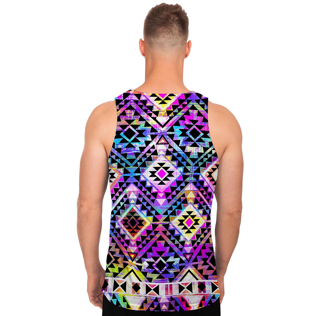 Colorful Aztec Pattern Print Men's Tank Top