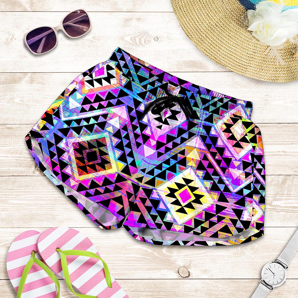 Colorful Aztec Pattern Print Women's Shorts