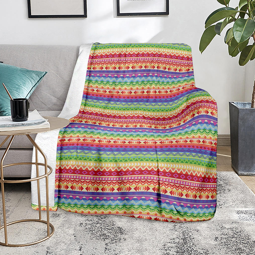 Colorful Aztec Tribal Pattern Print Blanket
