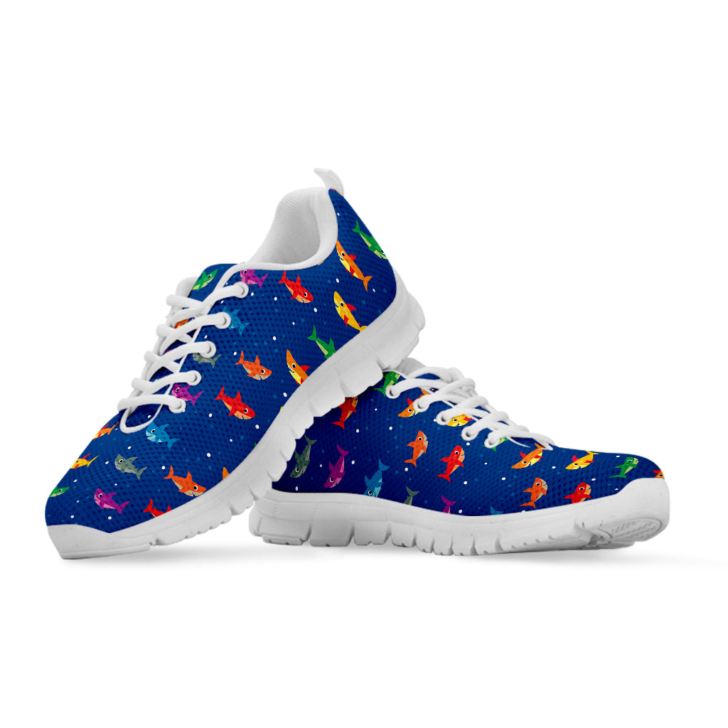 Colorful Baby Sharks Pattern Print White Sneakers
