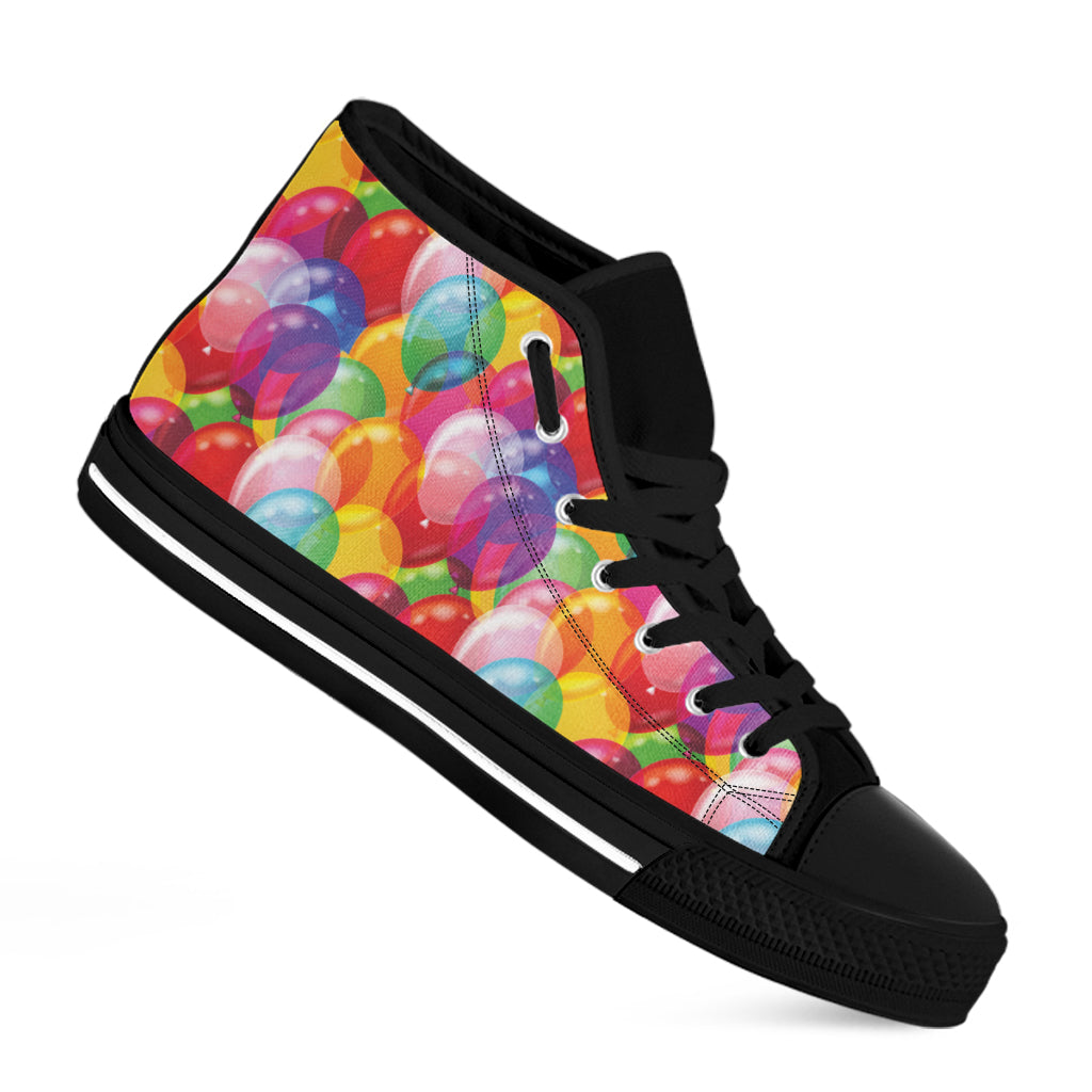 Colorful Balloon Pattern Print Black High Top Shoes