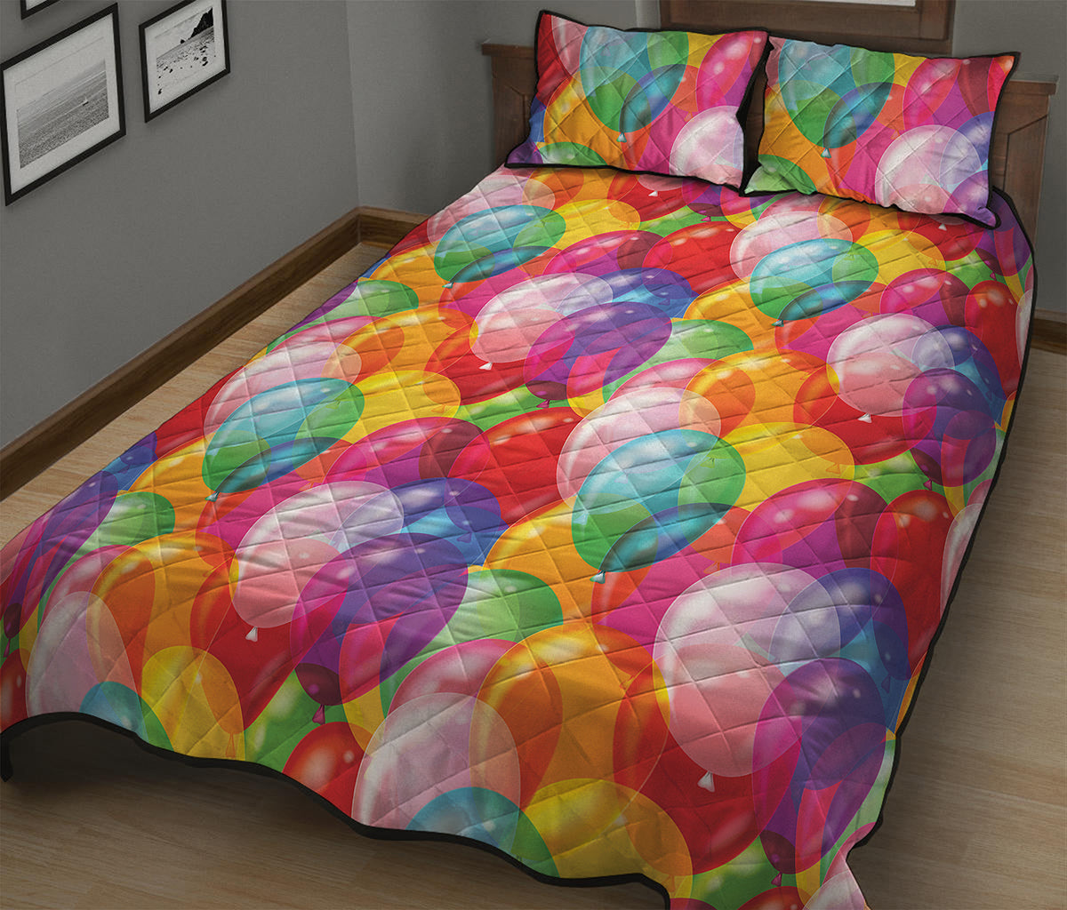 Colorful Balloon Pattern Print Quilt Bed Set