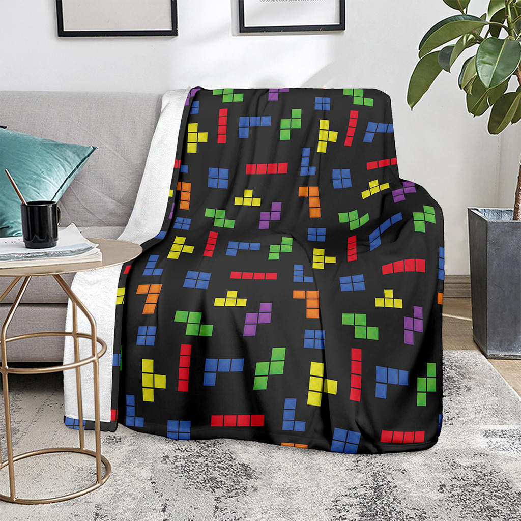 Colorful Block Puzzle Game Pattern Print Blanket