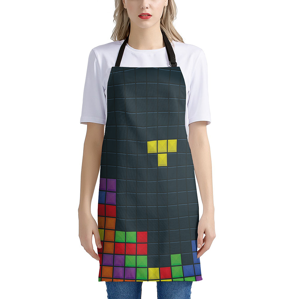 Colorful Block Puzzle Video Game Print Apron