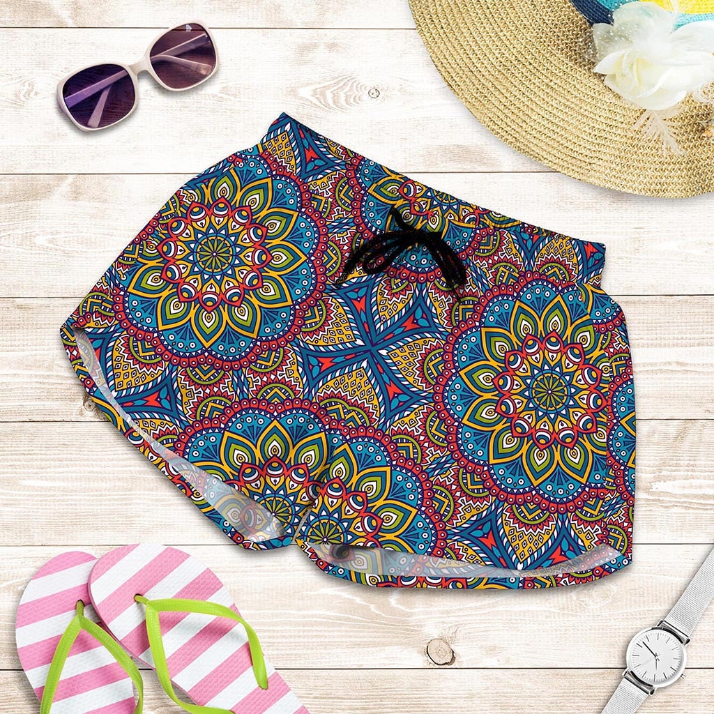 Colorful Bohemian Mandala Pattern Print Women's Shorts