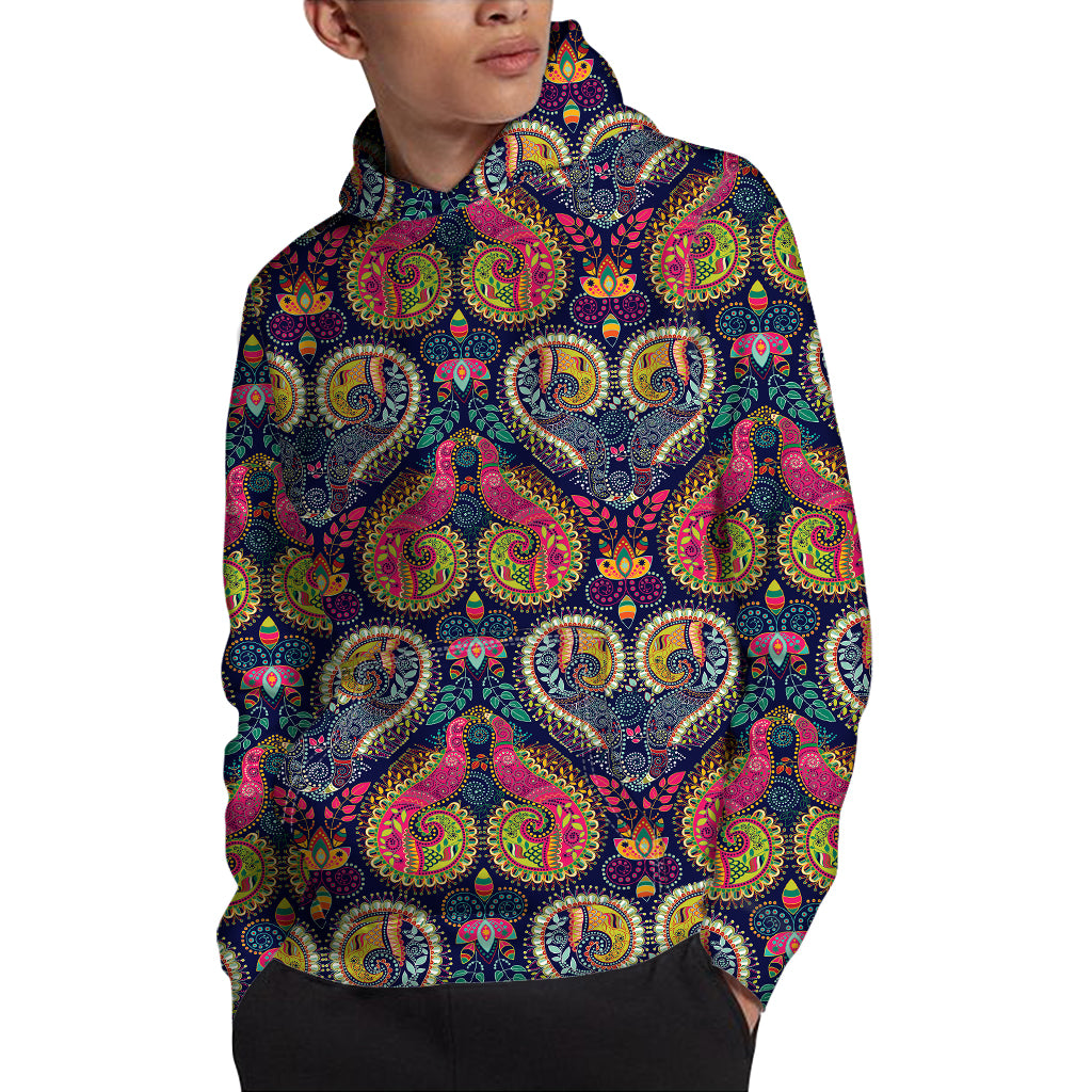 Colorful Boho Paisley Pattern Print Pullover Hoodie