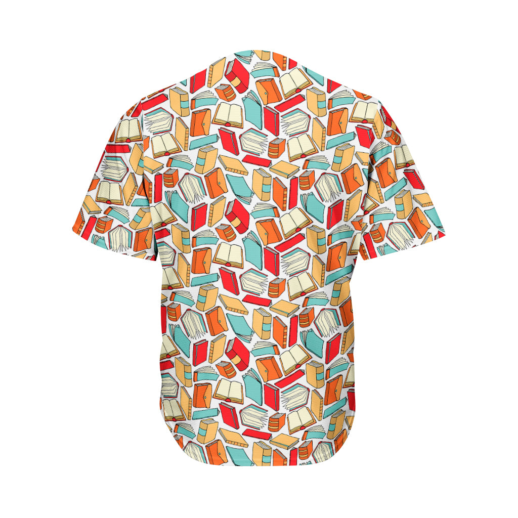 Colorful Books Pattern Print Men's Baseball Jersey