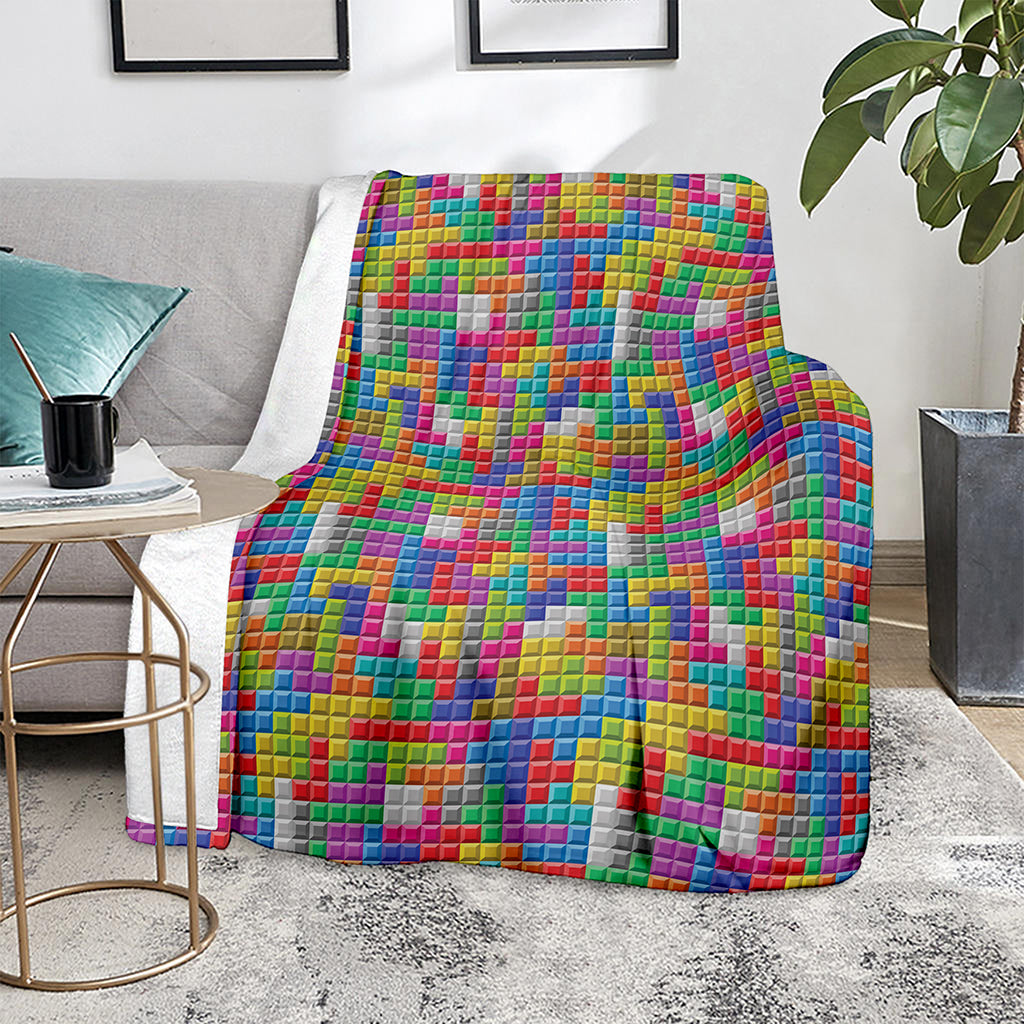 Colorful Brick Puzzle Game Pattern Print Blanket