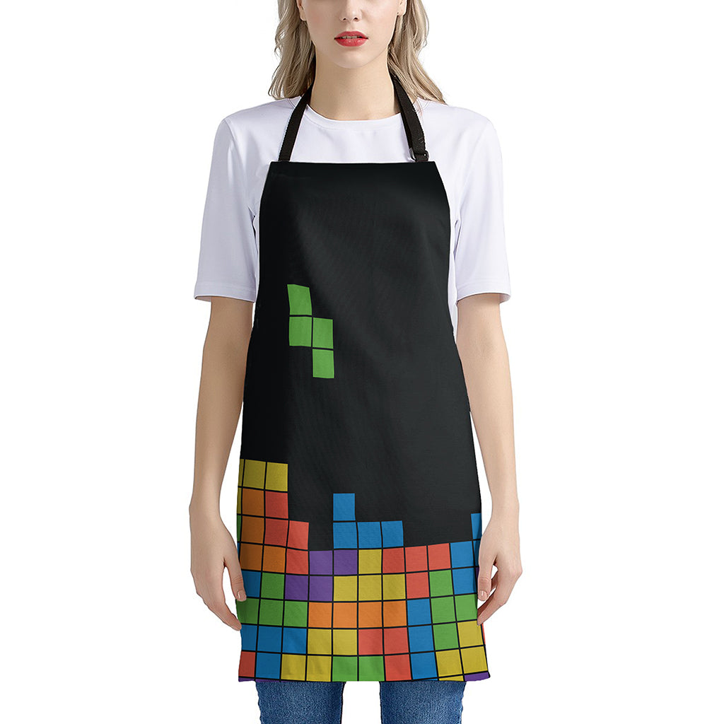 Colorful Brick Puzzle Video Game Print Apron