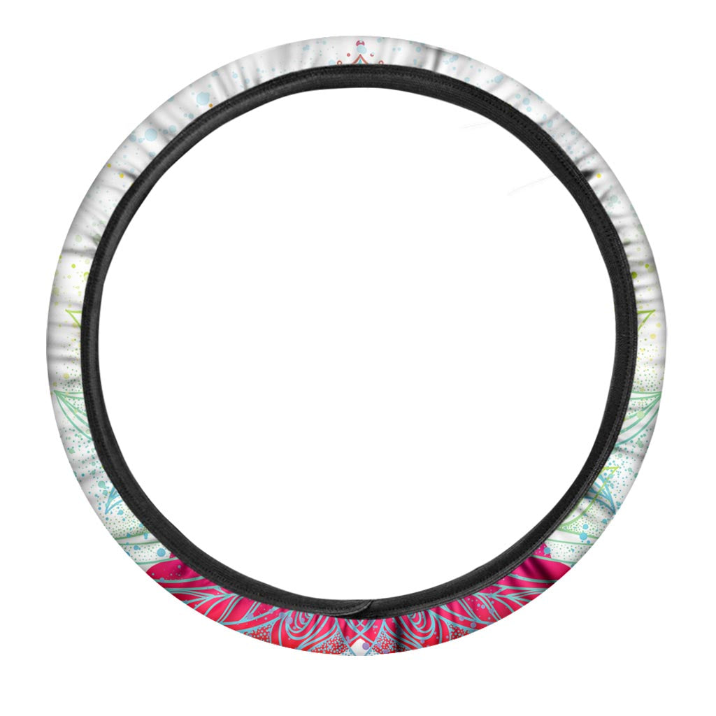 Colorful Buddha Lotus Print Car Steering Wheel Cover