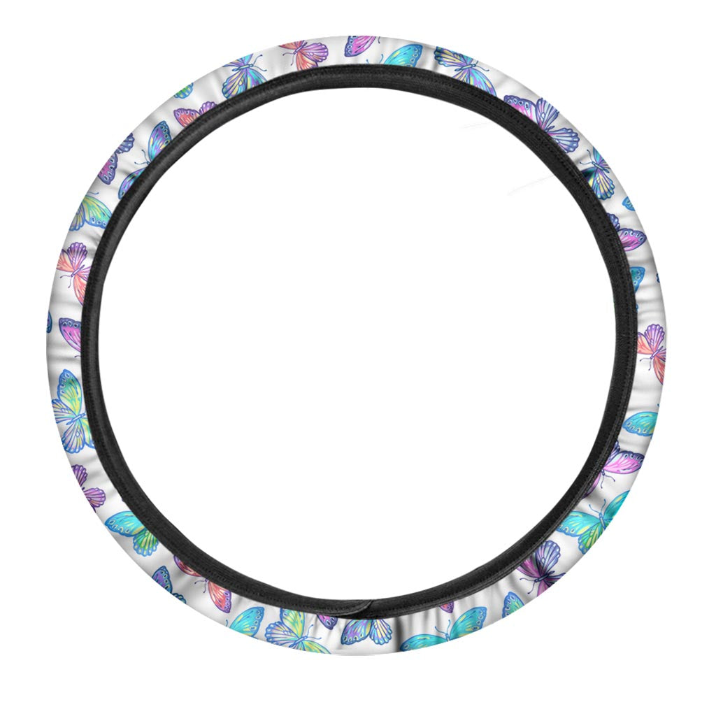 Colorful Butterfly Pattern Print Car Steering Wheel Cover