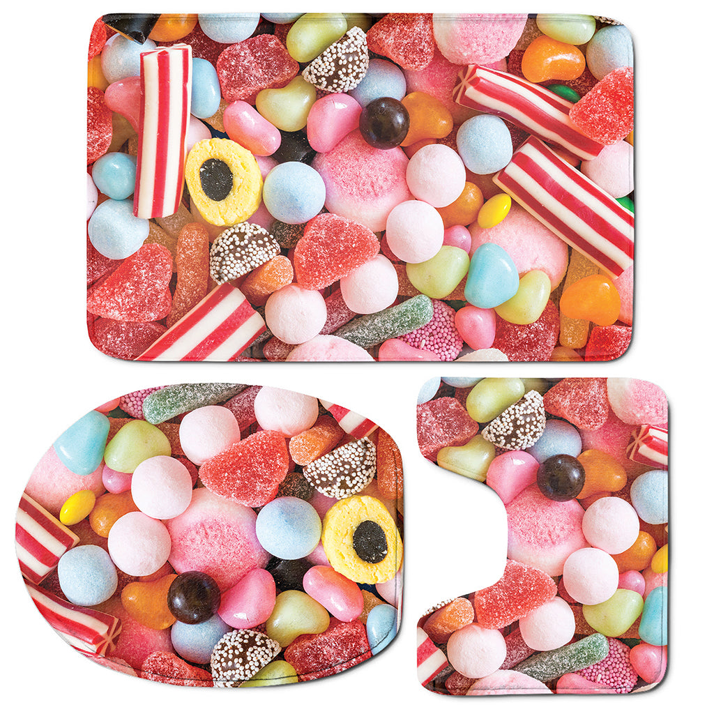 Colorful Candy And Jelly Print 3 Piece Bath Mat Set