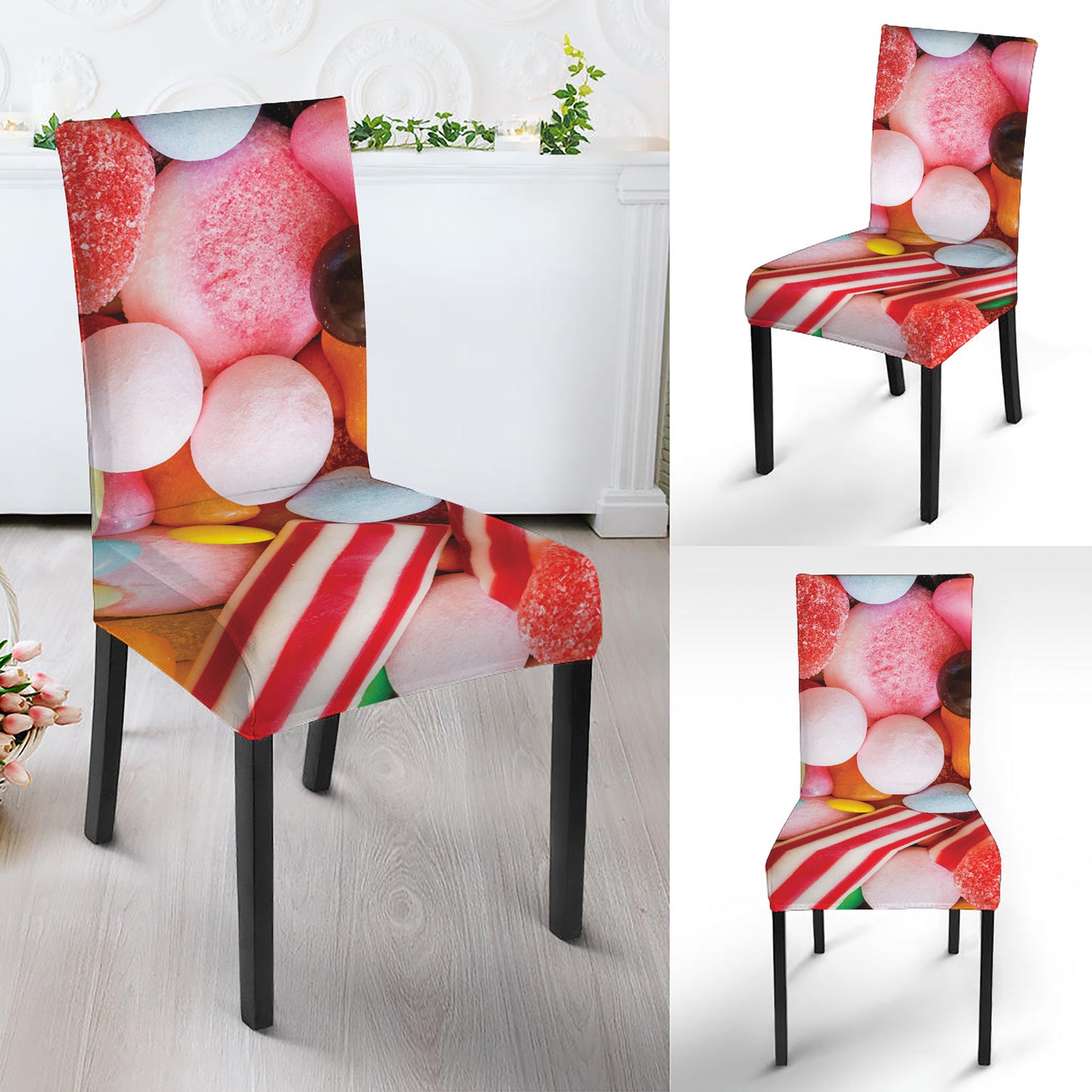 Colorful Candy And Jelly Print Dining Chair Slipcover