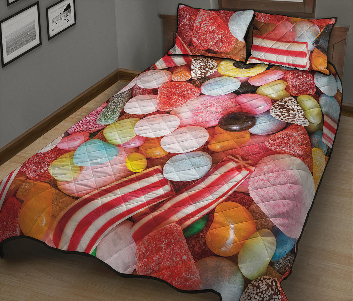 Colorful Candy And Jelly Print Quilt Bed Set