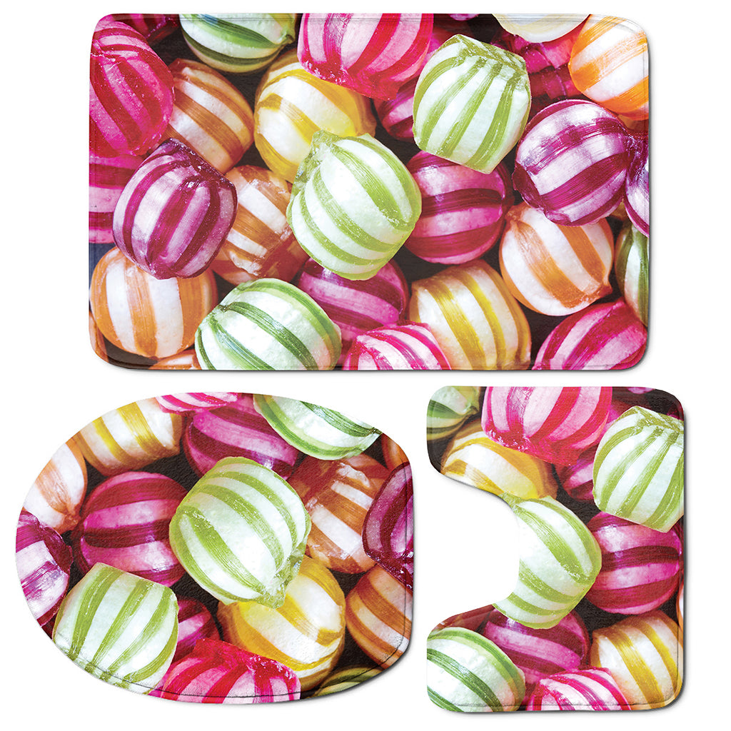Colorful Candy Ball Print 3 Piece Bath Mat Set