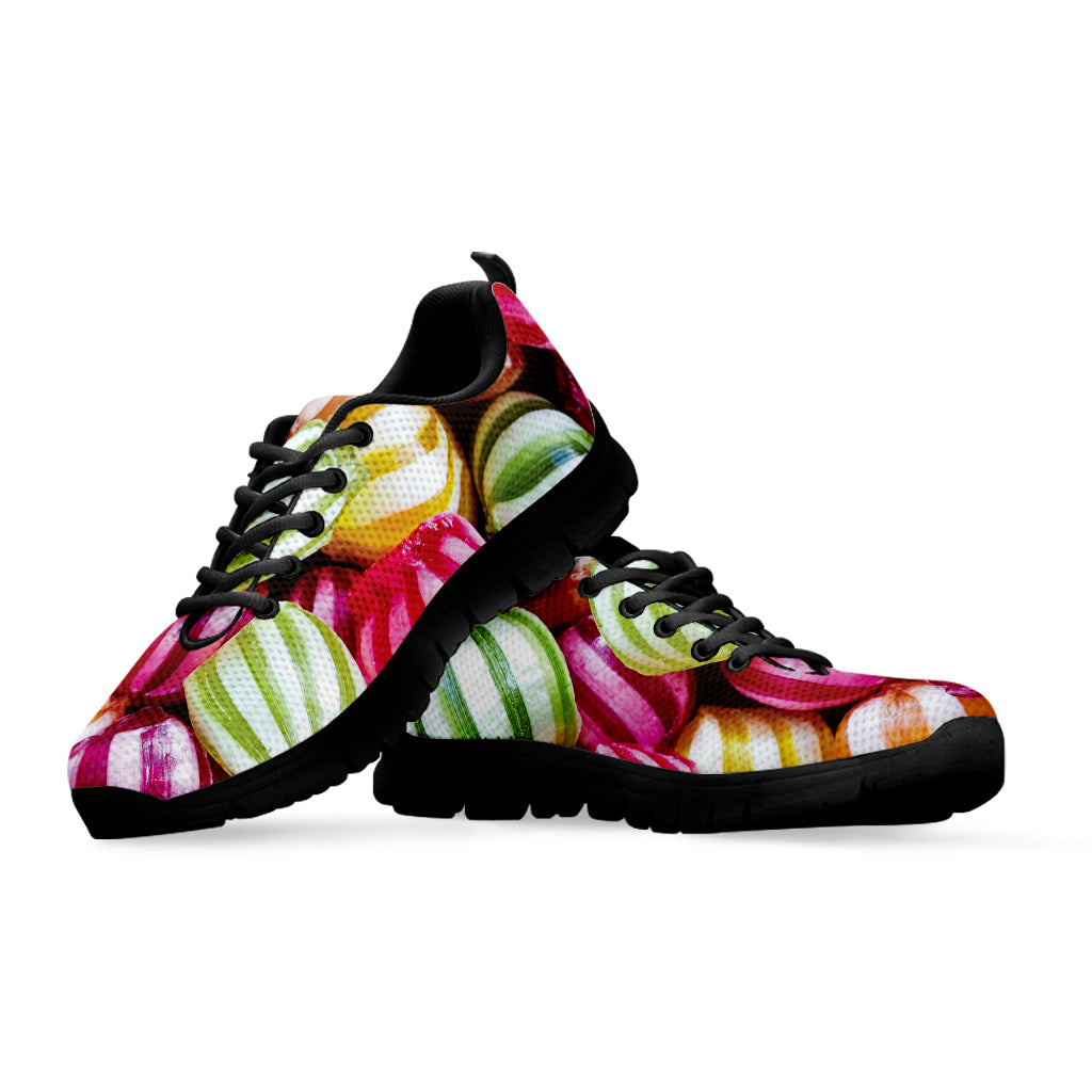 Colorful Candy Ball Print Black Sneakers
