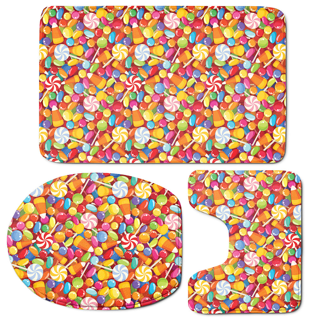 Colorful Candy Pattern Print 3 Piece Bath Mat Set