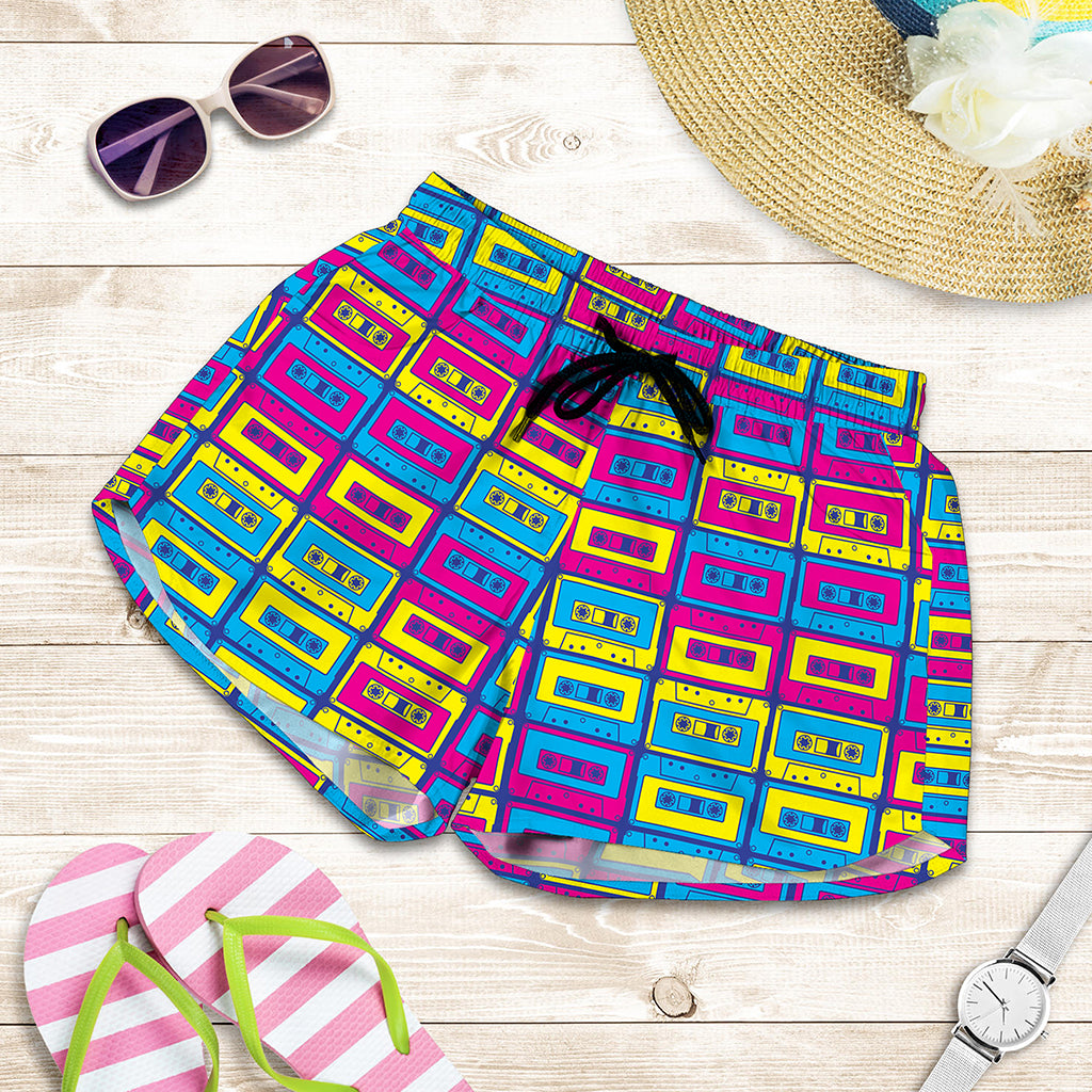 Colorful Cassette Tape Print Women's Shorts