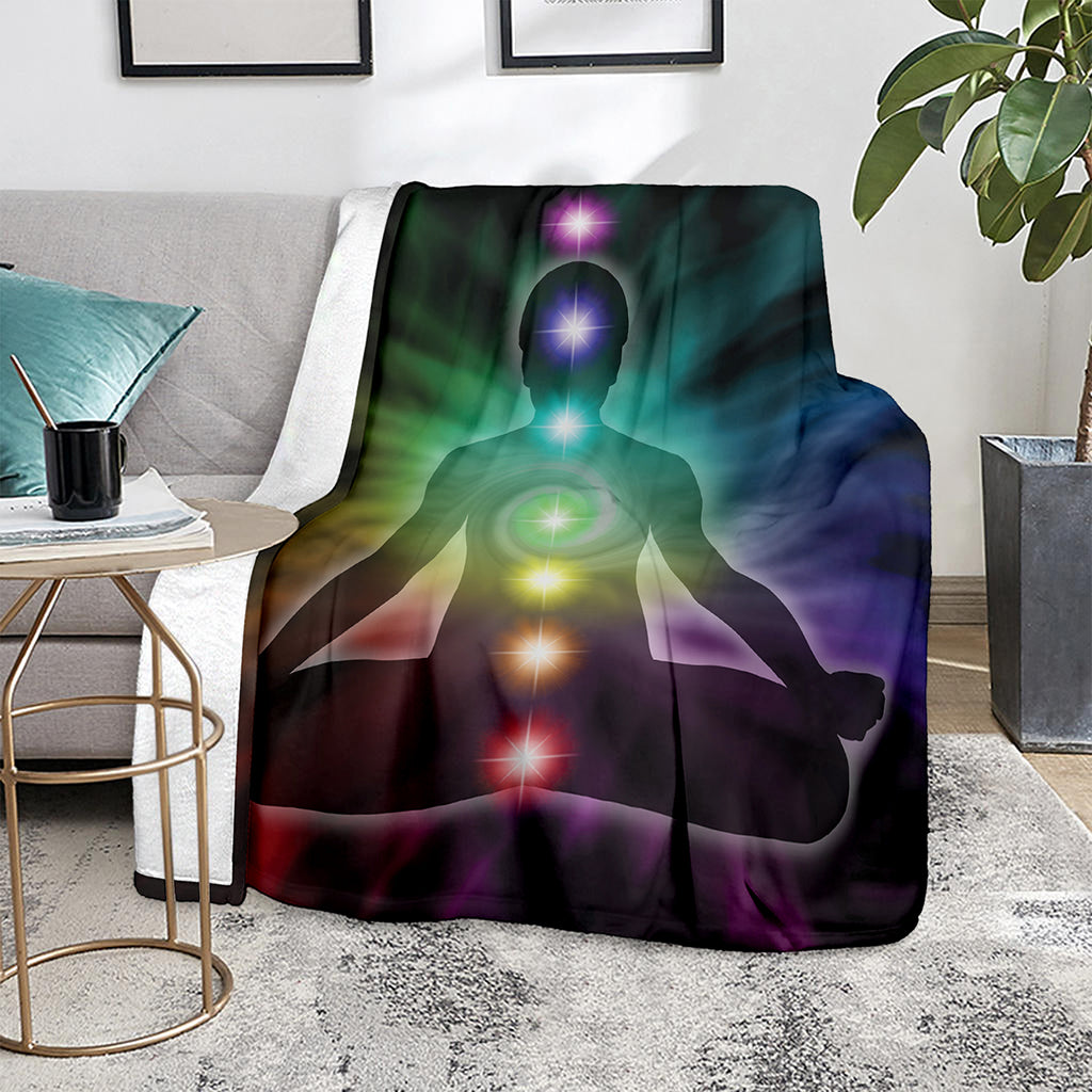 Colorful Chakras Aura Print Blanket