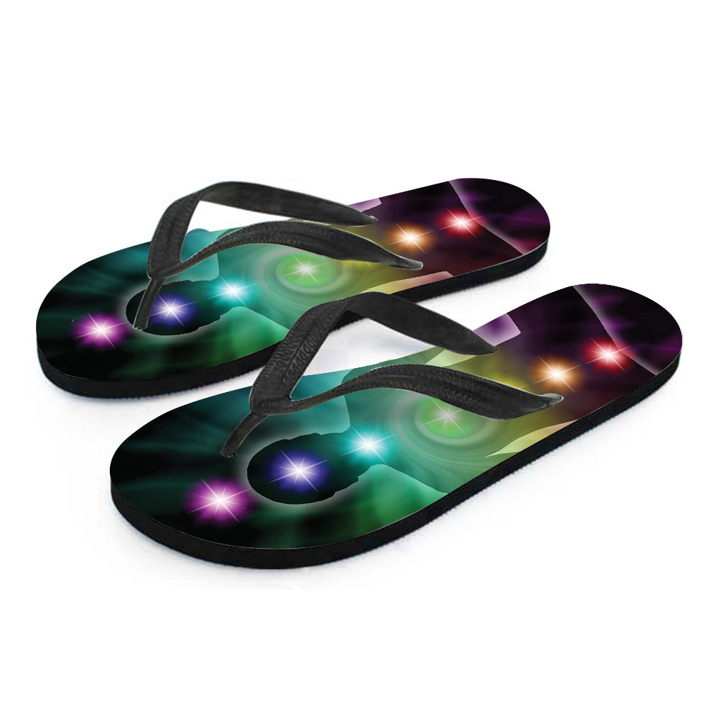 Colorful Chakras Aura Print Flip Flops