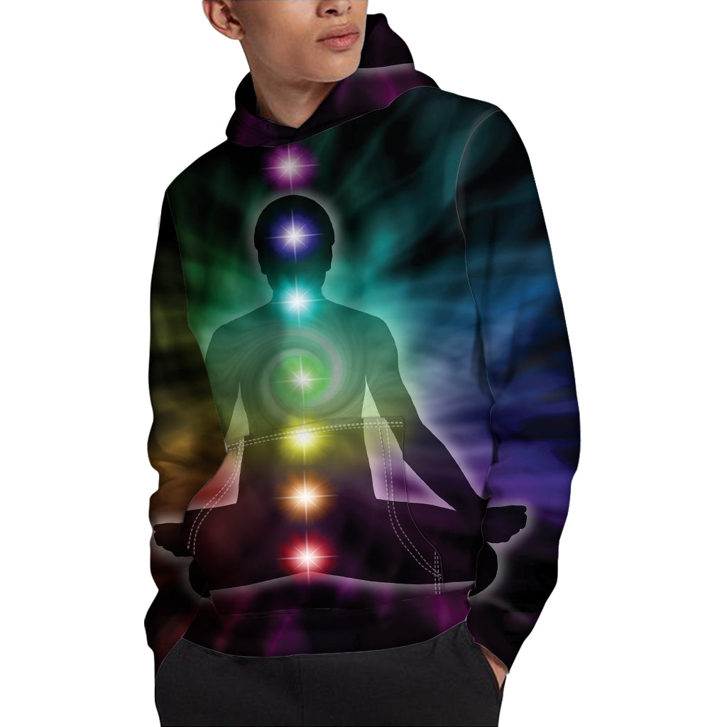 Colorful Chakras Aura Print Pullover Hoodie